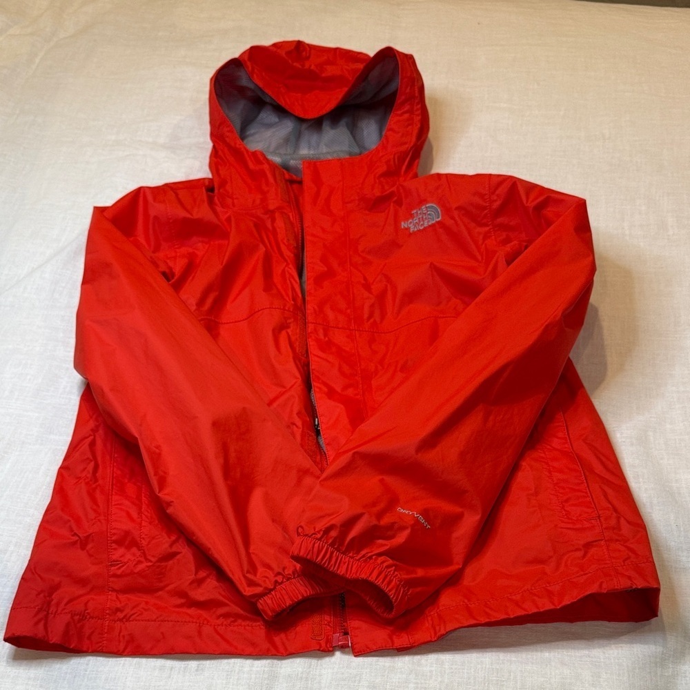 The North Face Fiery Red Hooded Jacket size girls large